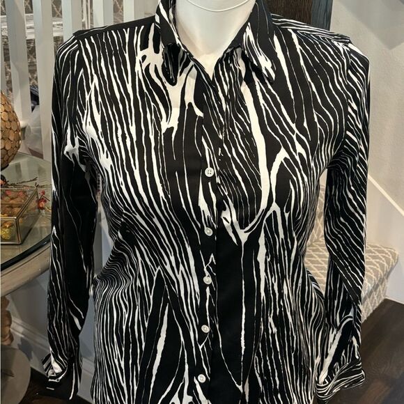 NWT Ladies Paperwhite Black/White Blouse size 12 - Picture 3 of 5
